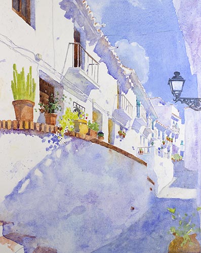 Giclée from watercolour painting Calle Teresa de Avila by Klaus Hinkel