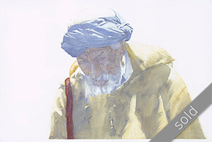 Watercolour painting Blue-Turban