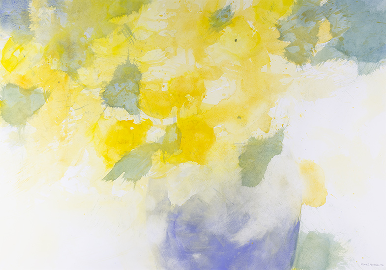 watercolour painting yellow flowers by Klaus Hinkel