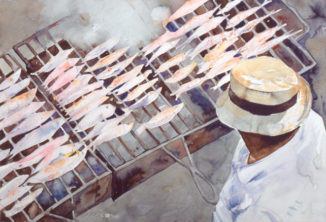 Giclée from watercolour painting Barbacoa by Klaus Hinkel