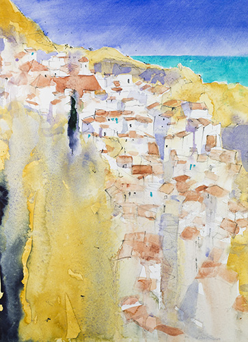 watercolour painting Frigiliana by Klaus Hinkel
