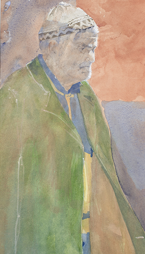 watercolour painting portrait Old Man by Klaus Hinkel